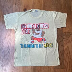 Vintage 80’s Funny Sun Sportswear Refrigerator Exercise Shirt  Size: Large